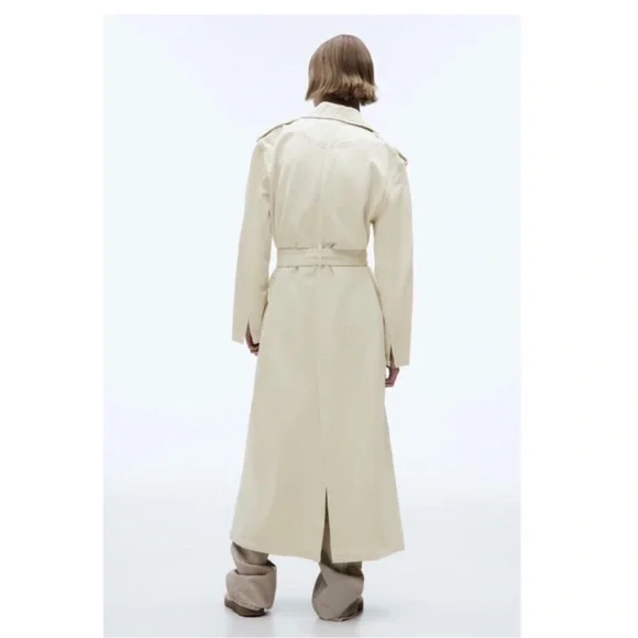 ZARA BELTED COTTON TOPCOAT TRENCH COAT - Picture 5 of 15